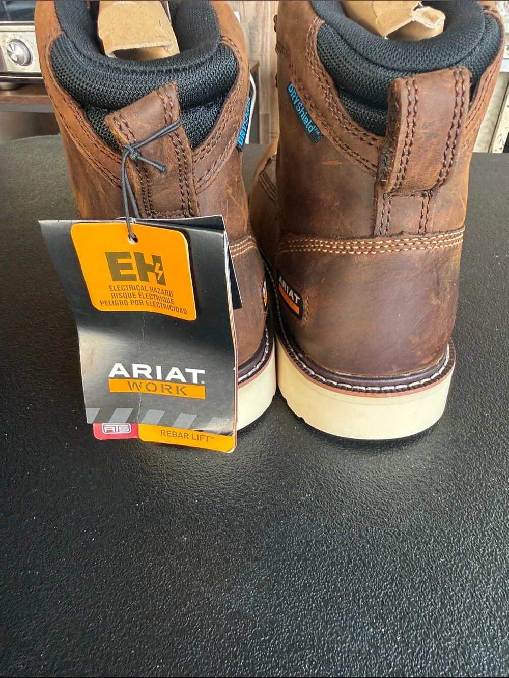 Ariat Brown Leather Men's Rebar Lace-Up Work Boots Size 11 Wide NWT